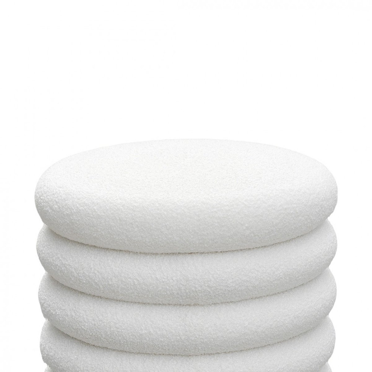Lot de 2 poufs coffres ronds en tissu bouclette  47cm- BUBBLE blanc, DRAWER