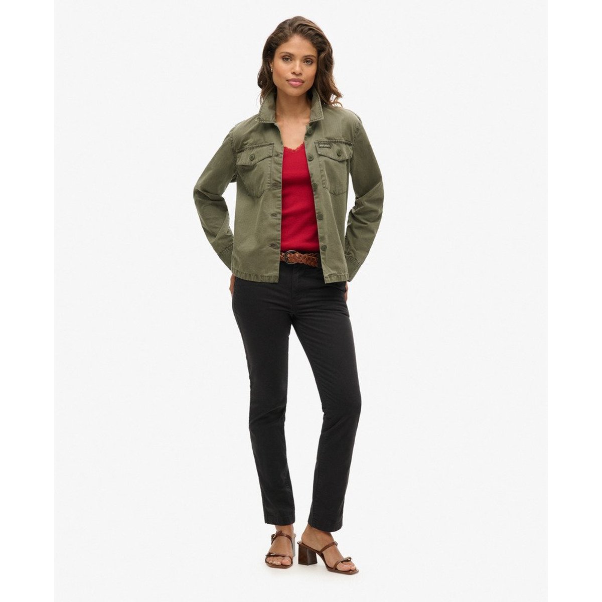 Débardeur avec liseré en dentelle Athletic Essentials rouge barndoor, SUPERDRY