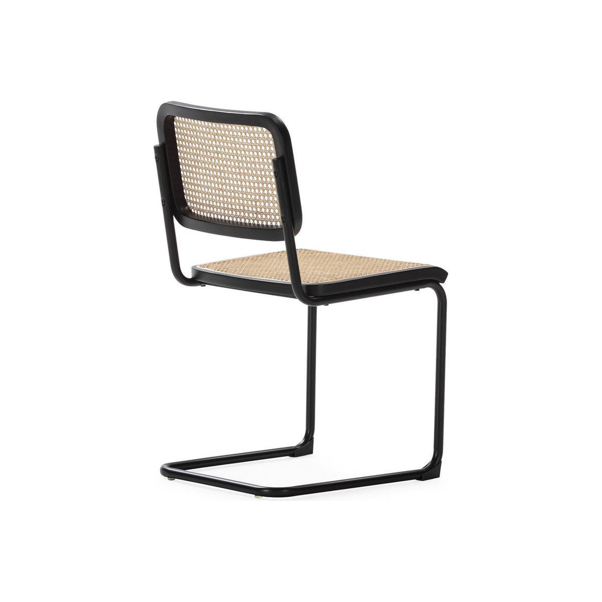 Chaise cannage rotin et bois de hêtre noir et naturel, RECOLLECTION