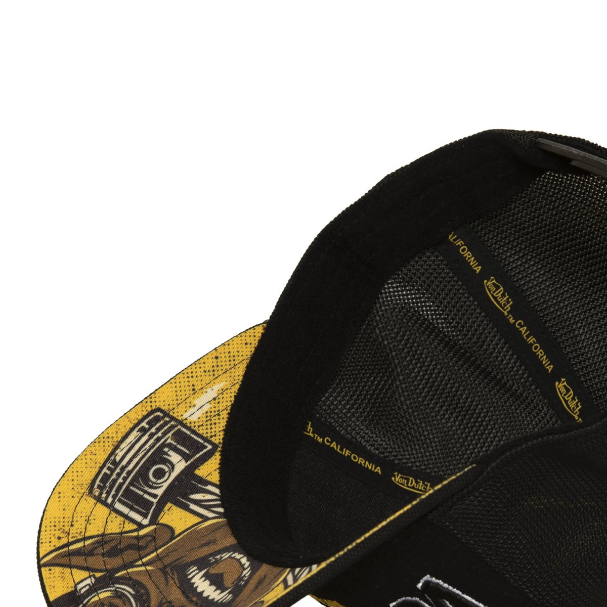Casquette Trucker S-CURVED noir/blanc/jaune/marron, VON DUTCH