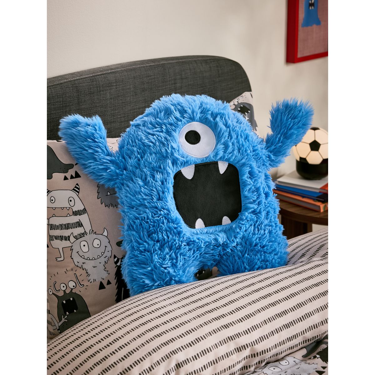 Coussin pelucheux monstres & cie bleu, NEXT