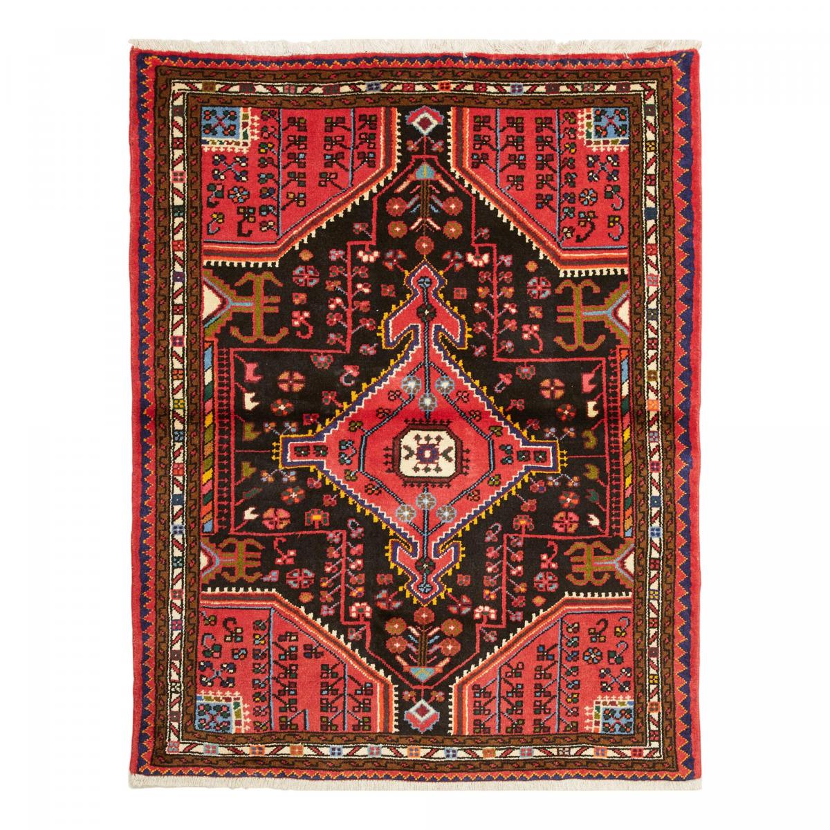 Tapis d'orient, motif oriental, noué main en laine, HAMADAN 22 rouge, bleu, noir, UN AMOUR DE TAPIS