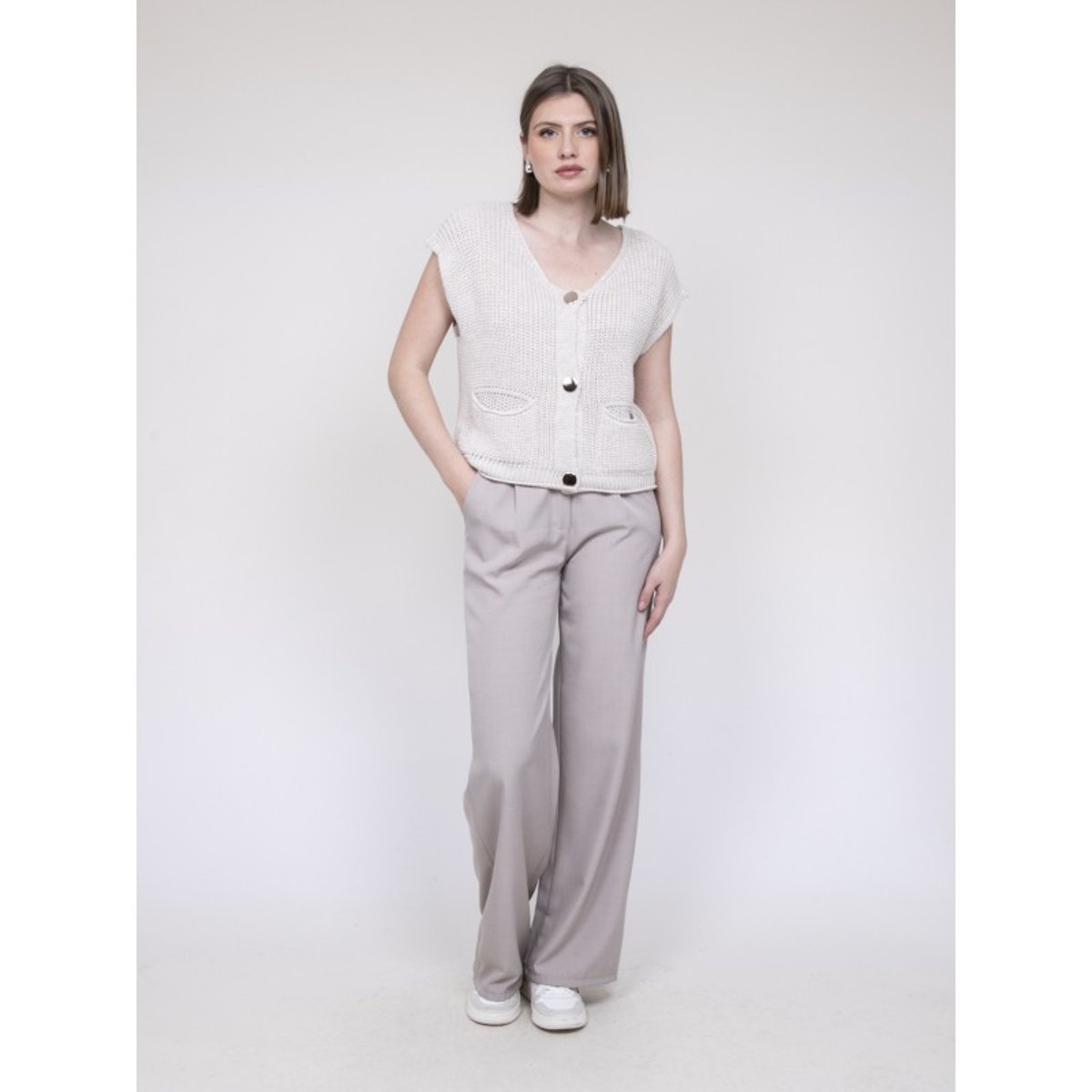Cardigan Manches Courtes Korena ecru, DONA LISA