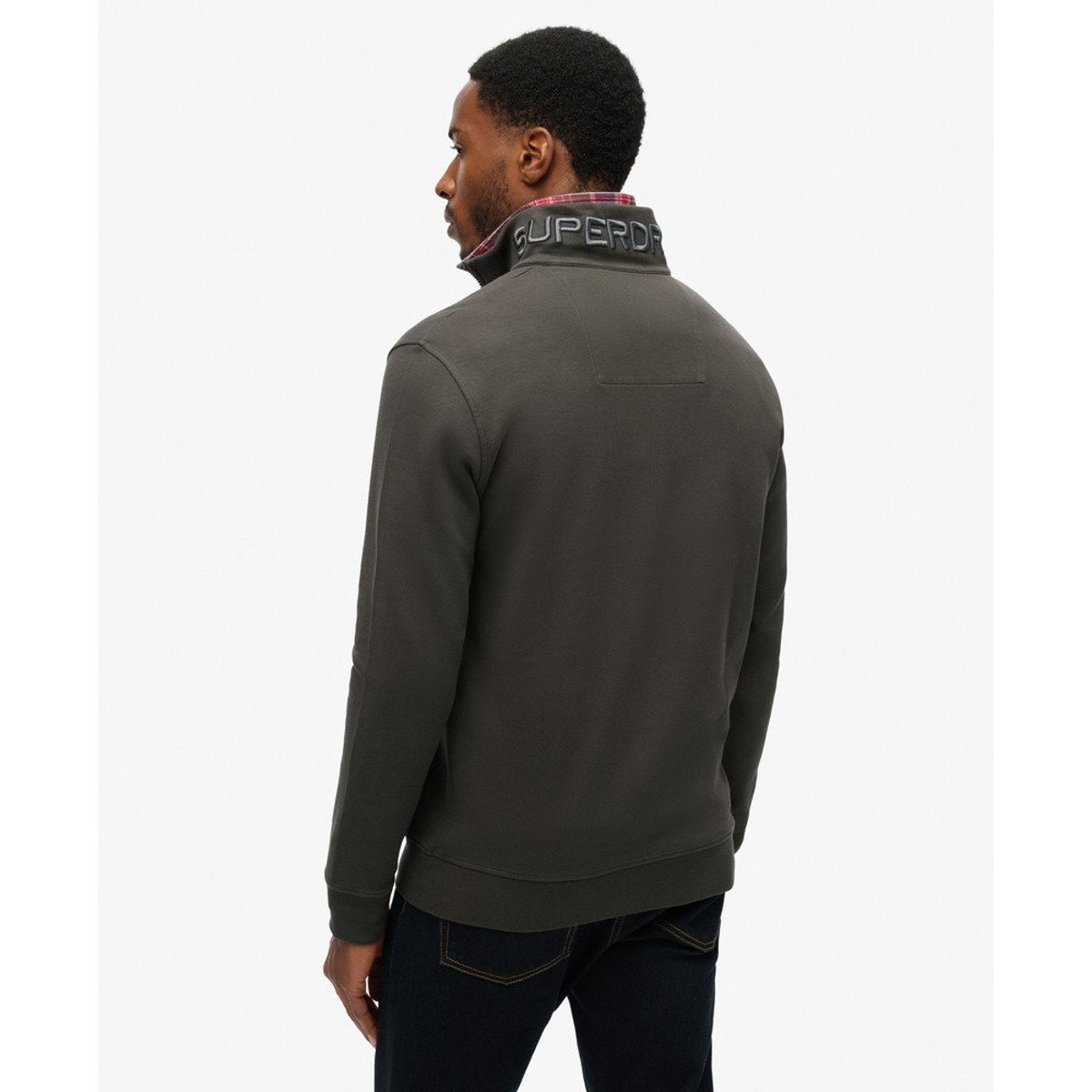 Sweat à col zippé et logo Utility noir délavé, SUPERDRY