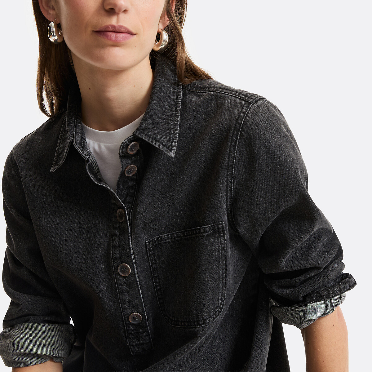 Robe courte en denim, Signature ALBANE noir délavé, LA REDOUTE COLLECTIONS