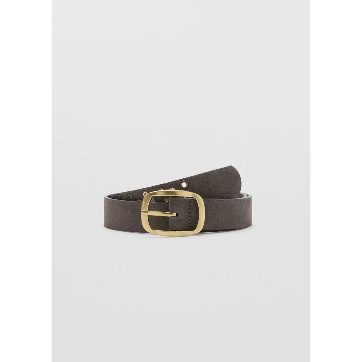 Ceinture cuir à œillets gris, MANGO TEEN