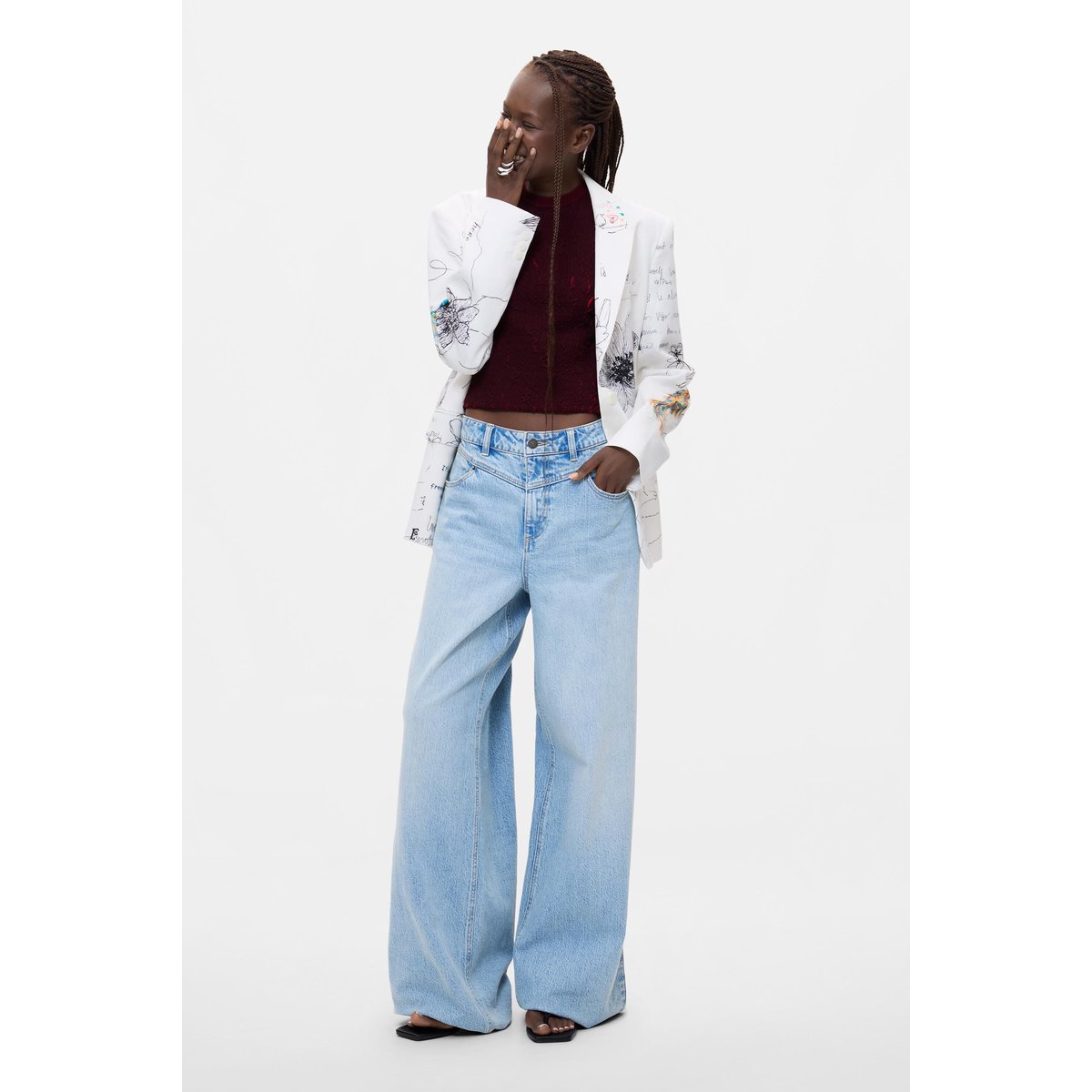Manteau à imprimé fleuri beige, DESIGUAL