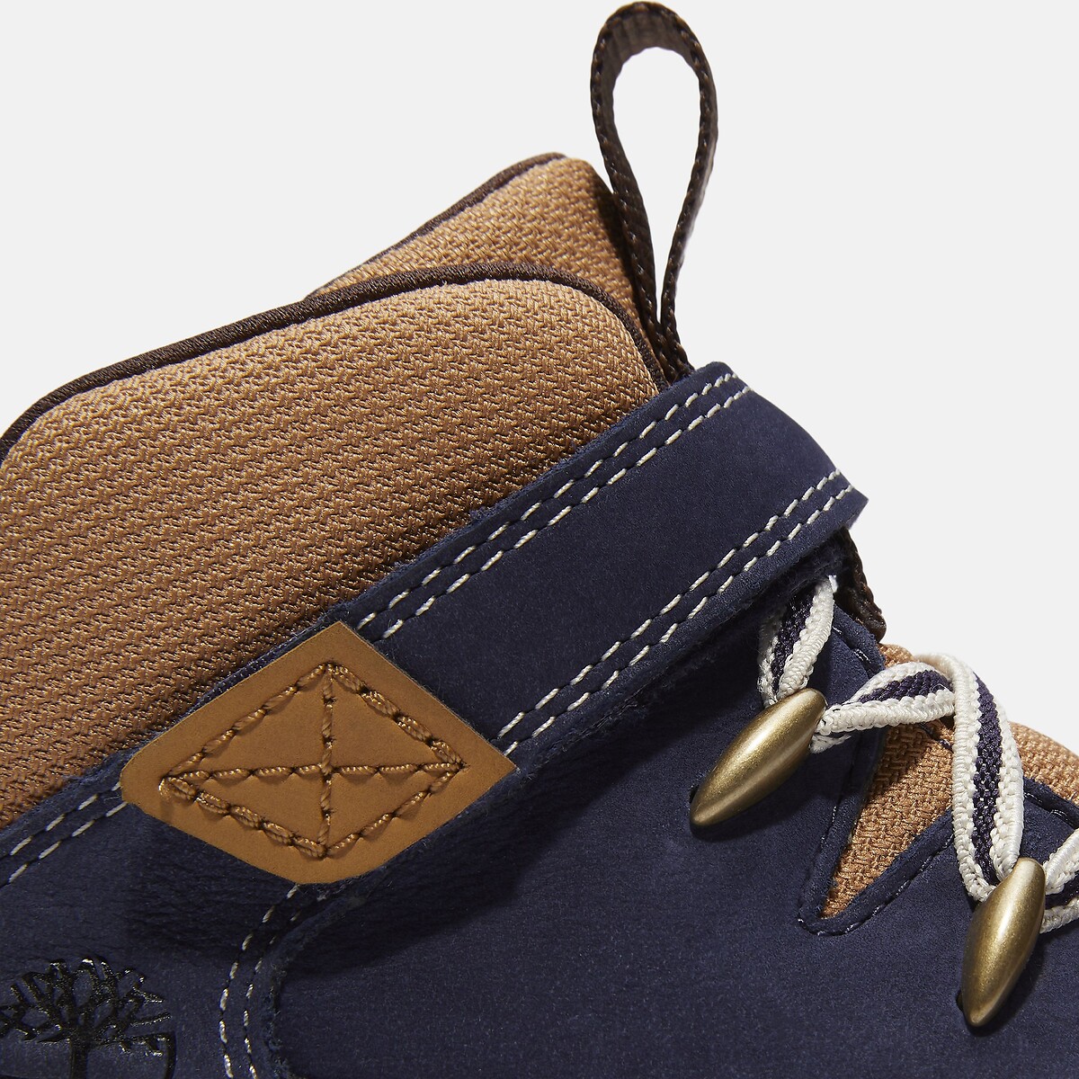 Kids Lisbon Street Mid Lace Elasticated Lace Trainers navy blue, TIMBERLAND