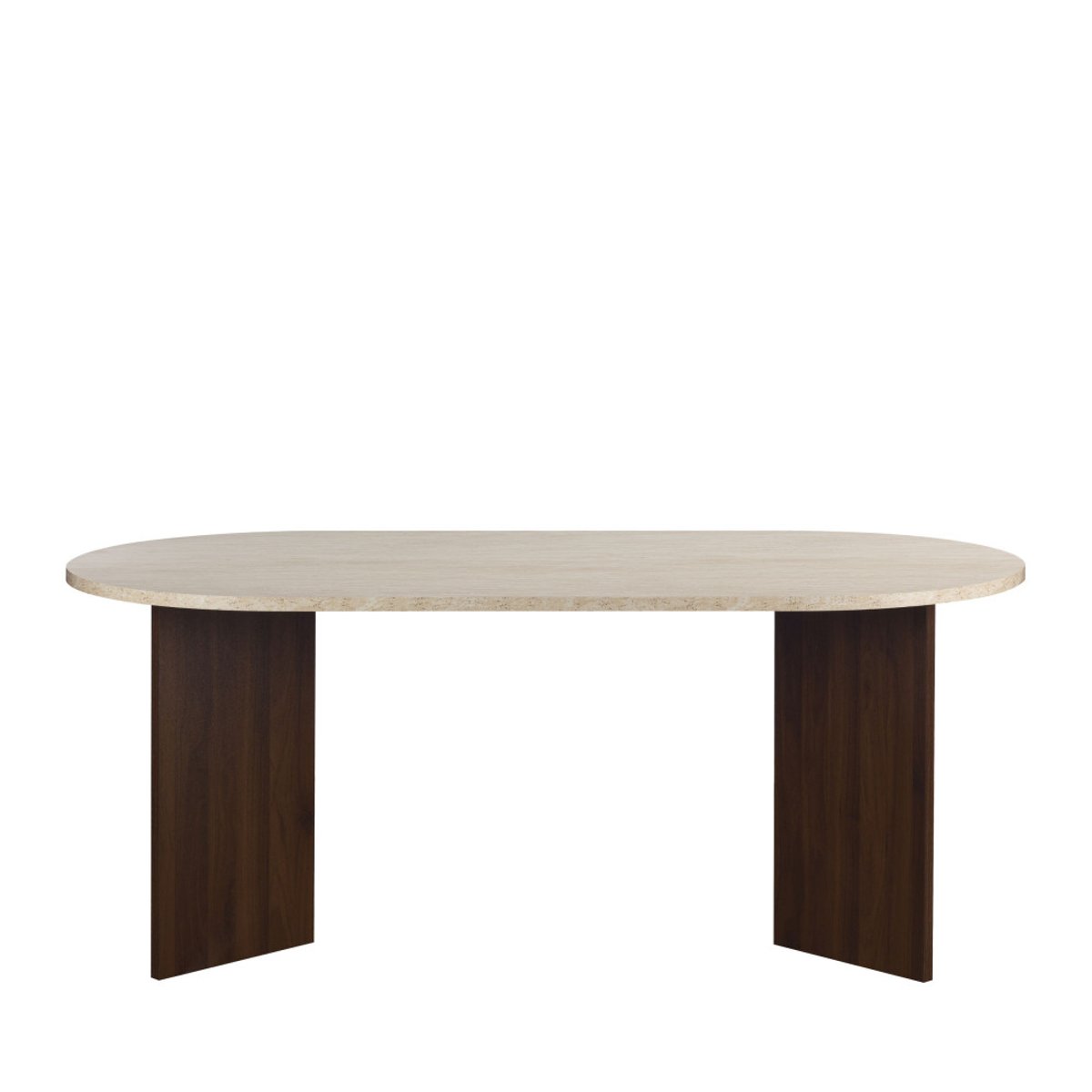 Table à manger 8 personnes ovale en bois et effet travertin - CALIAN beige, DRAWER