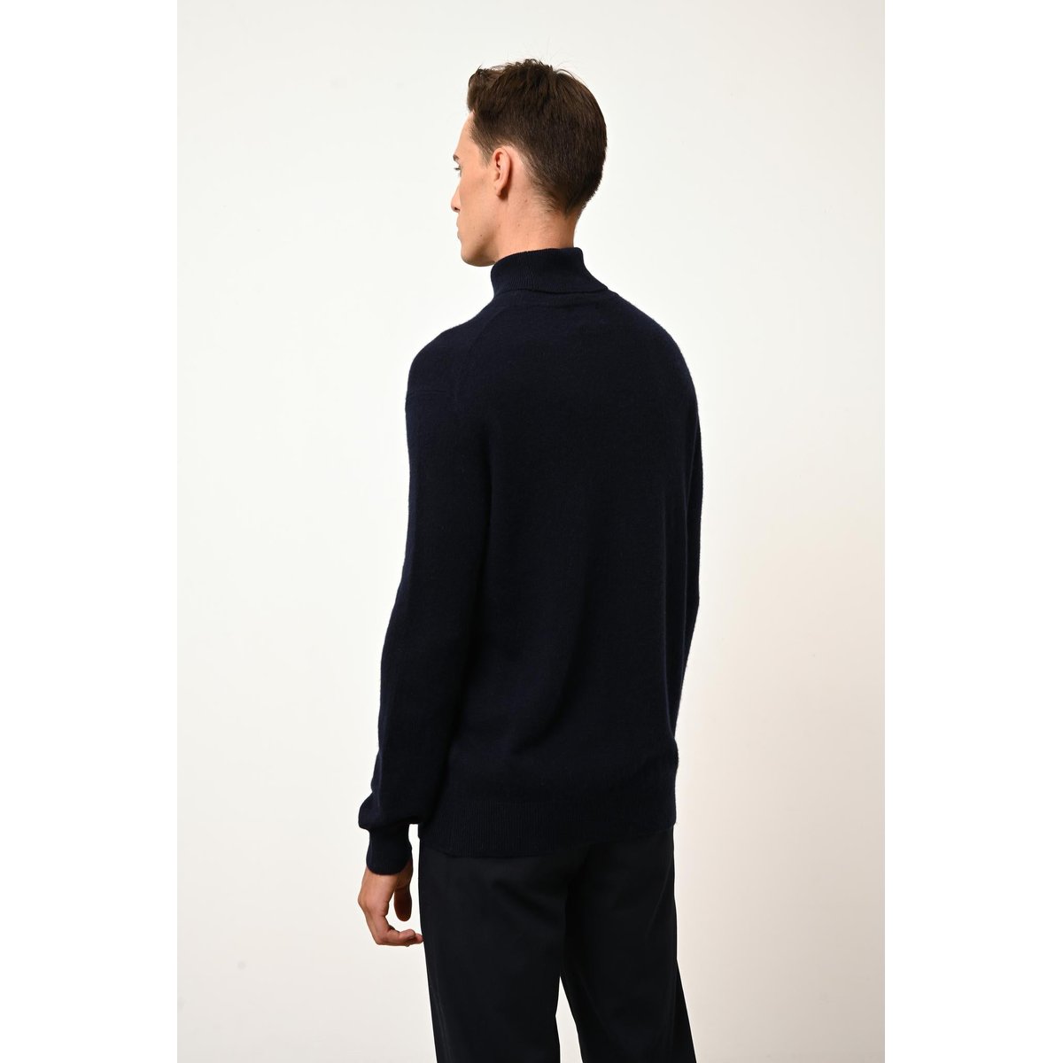 Pull Col Roulé Navy Connor bleu foncé, JUST CASHMERE