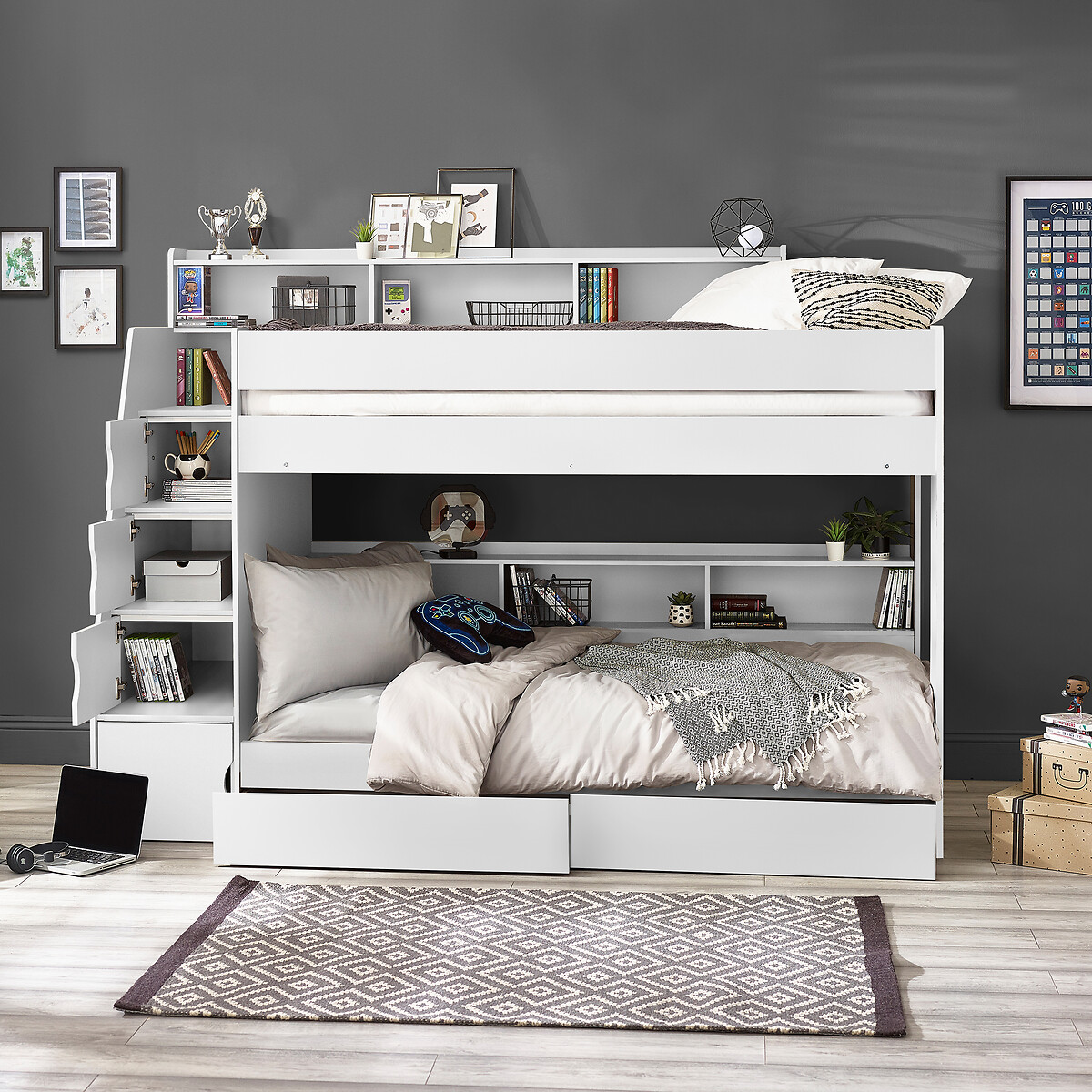 Dawson Staircase Bunk Bed white, SO'HOME