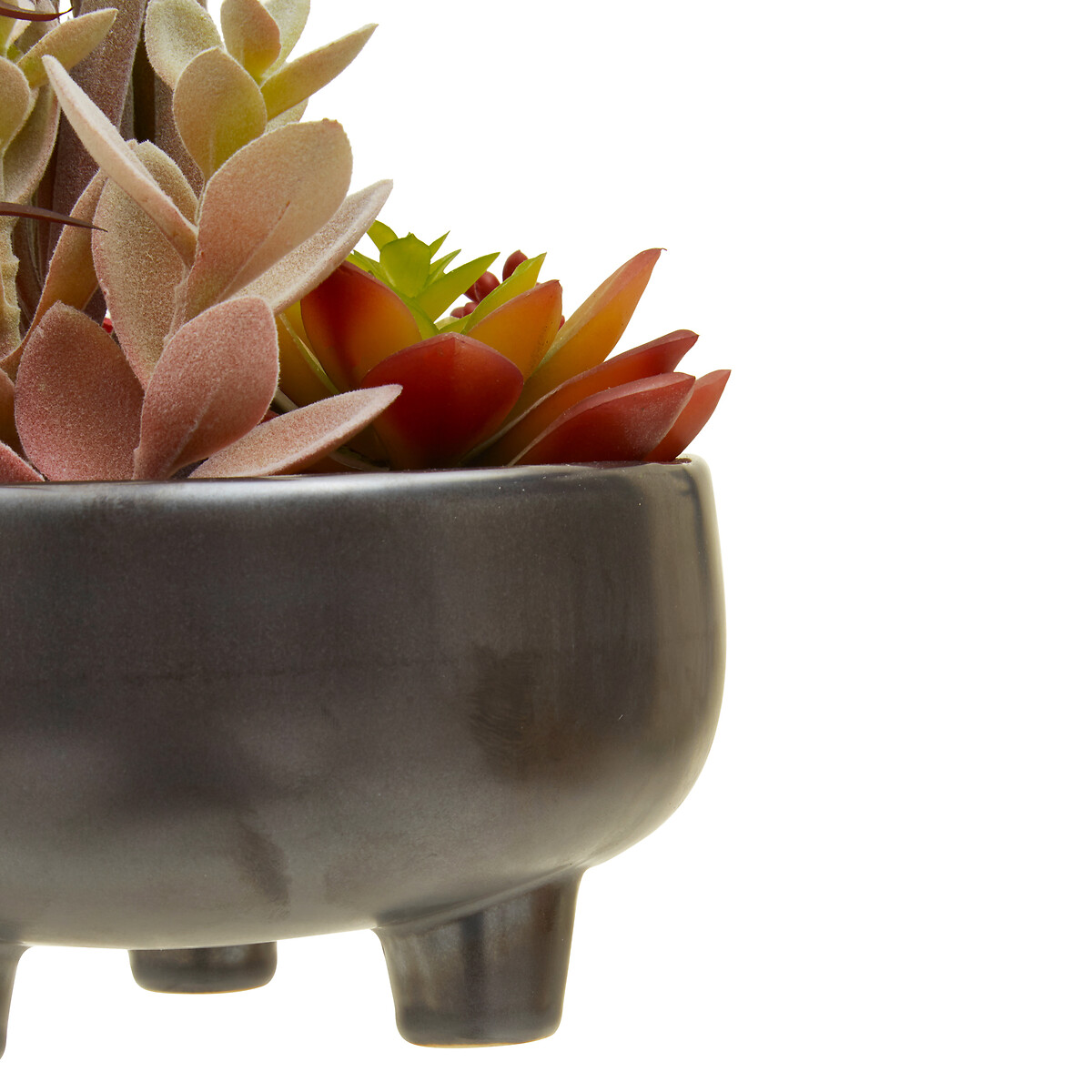 24cm Artificial Fiori Mixed Succulent in Grey Ceramic Pot multi-coloured, SO'HOME
