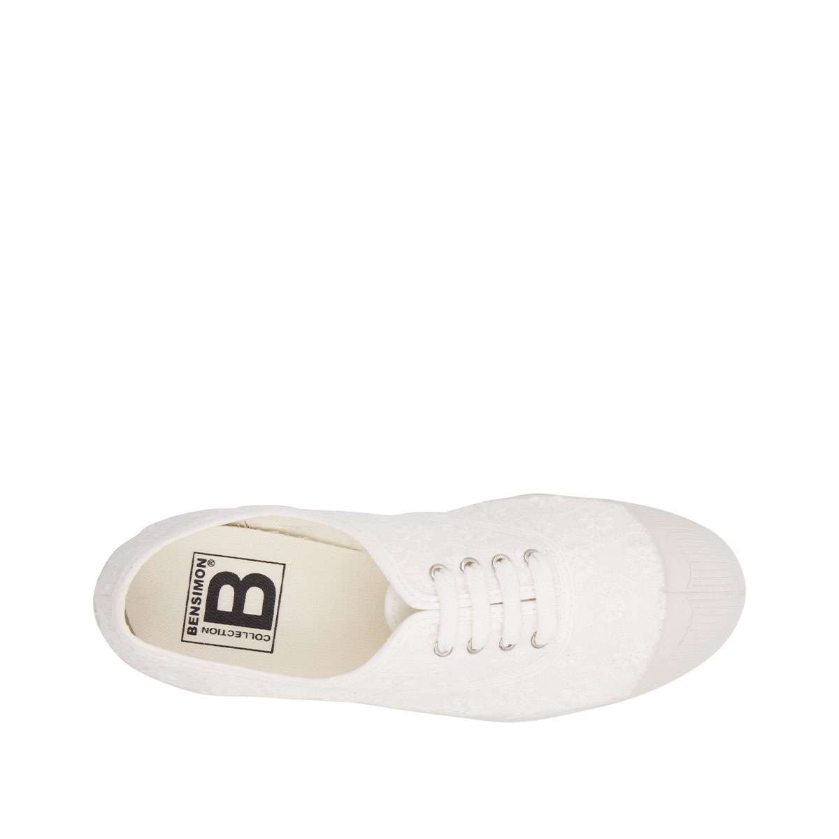 Tennis à lacets broderie ecru, BENSIMON