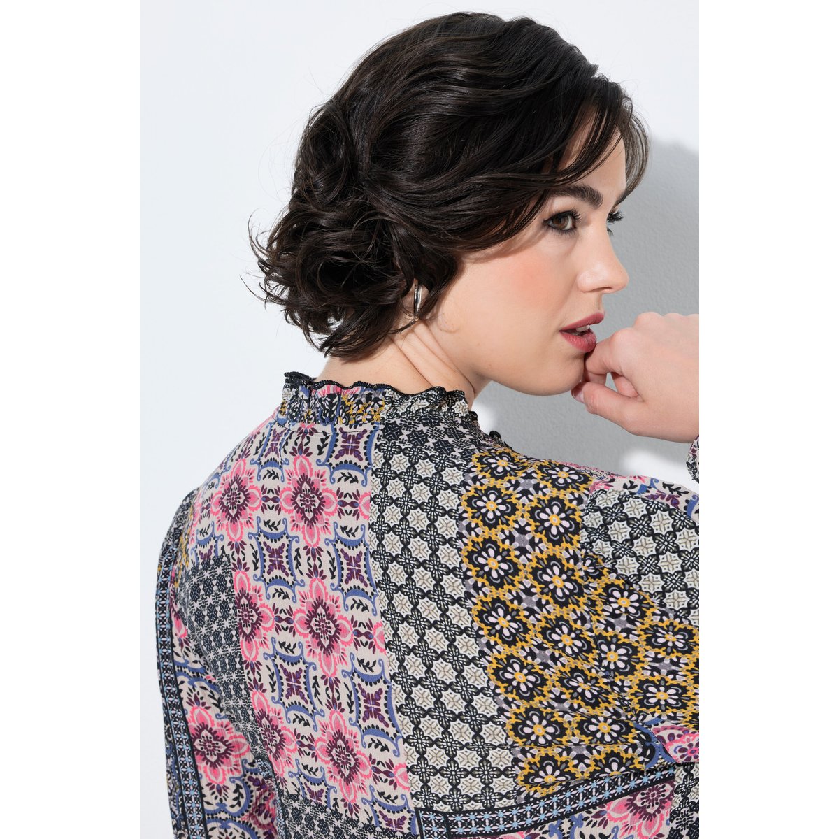 Robe midi, jeu de motifs moutarde, ULLA POPKEN
