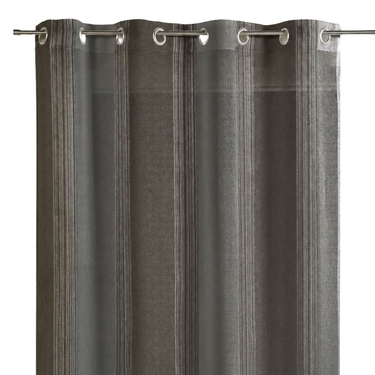 Voilage à rayures verticales tissées gris clair, HOME MAISON