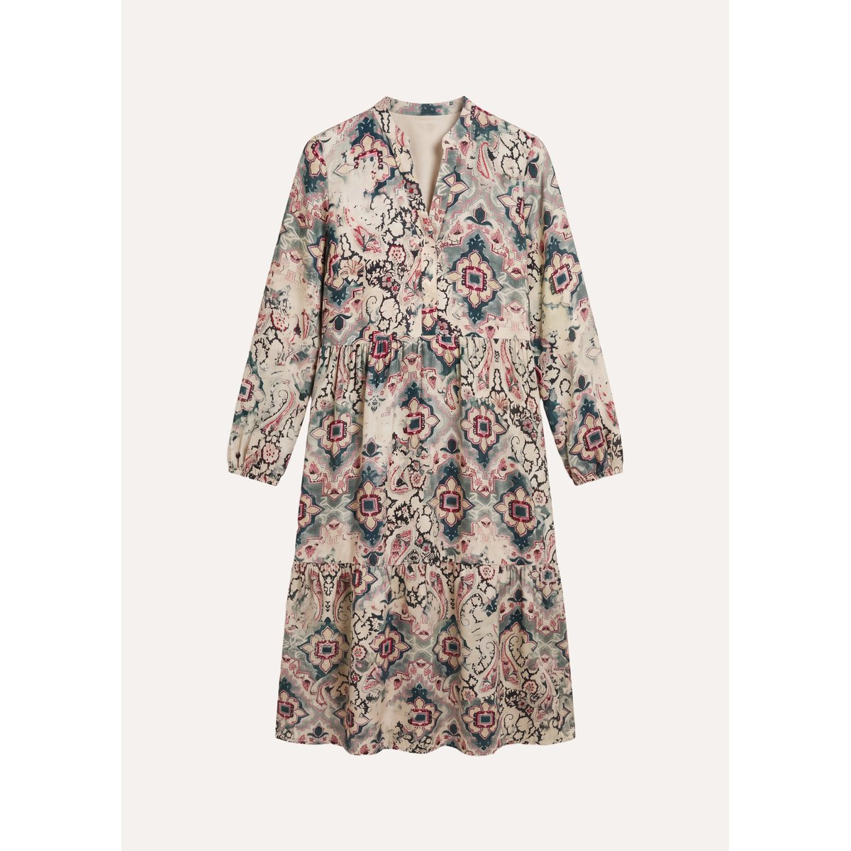 Robe manches longues à imprimé ecru, LA FEE MARABOUTEE