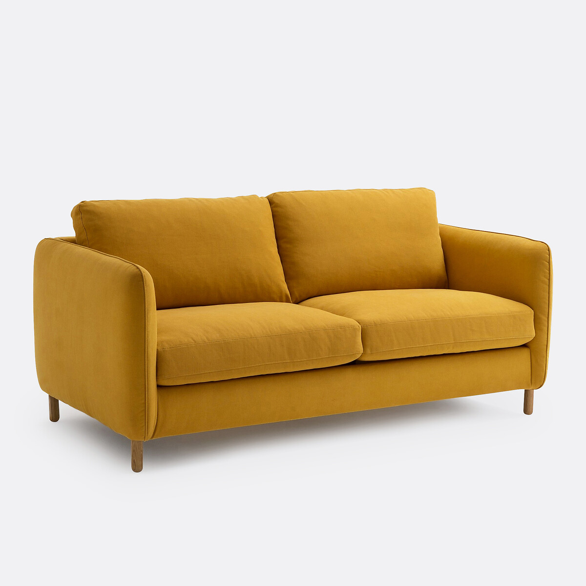 Sofá em linho e algodão, de 2, 3 ou 4 lugares Loméo amarelo-mostarda, LA REDOUTE INTERIEURS