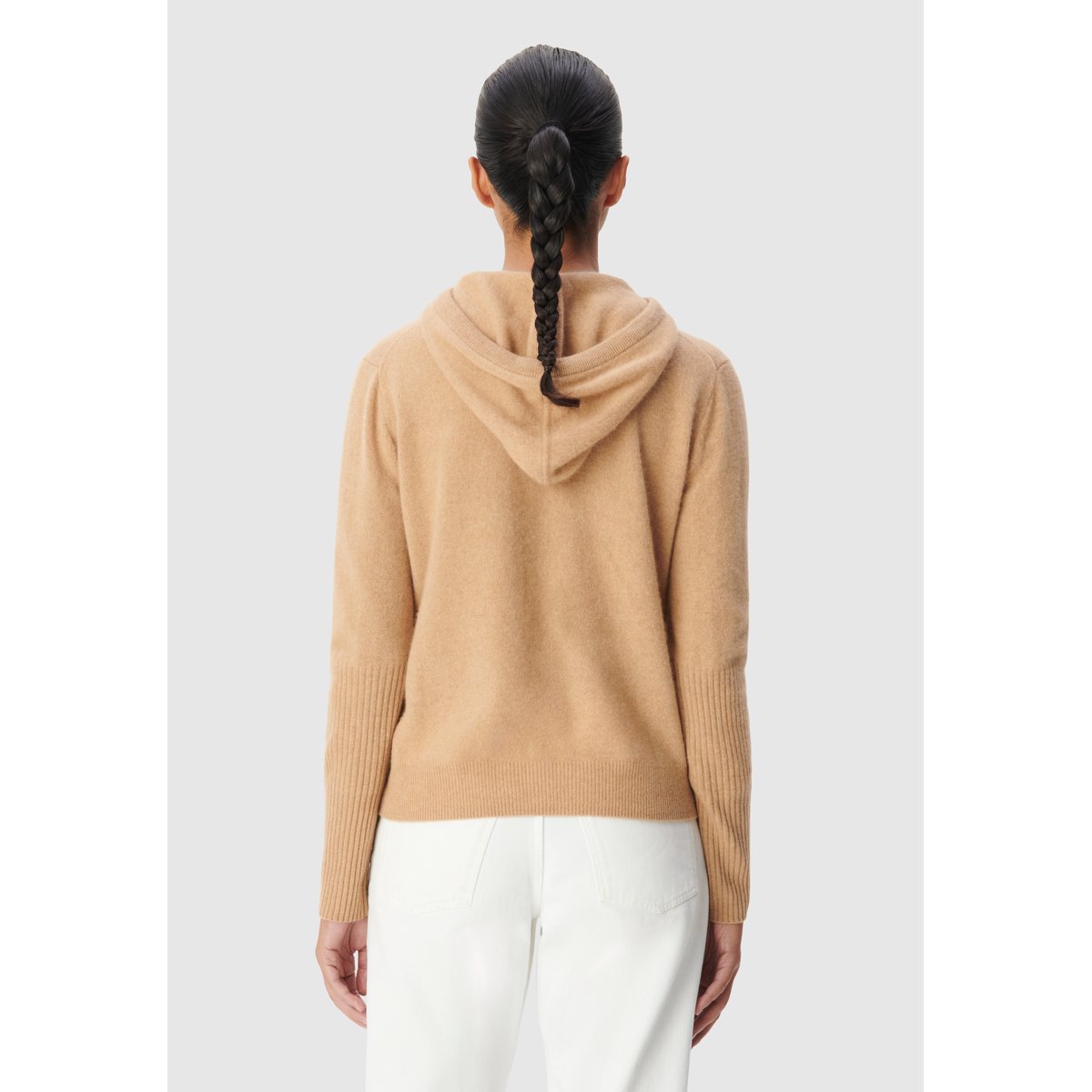 Pull à capuche tricot 100% cachemire marron, IKKS