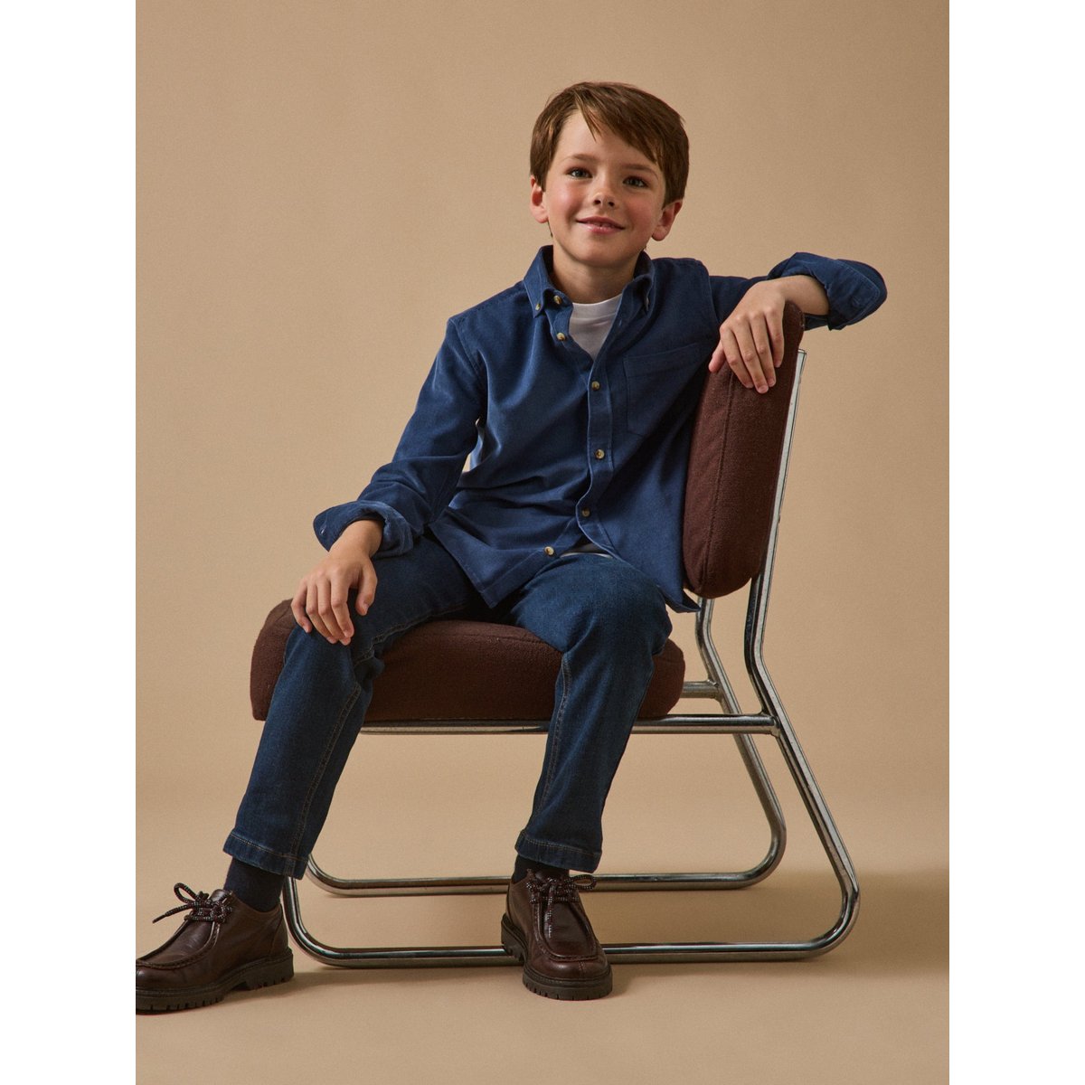 Chemise en velours bleu, CYRILLUS
