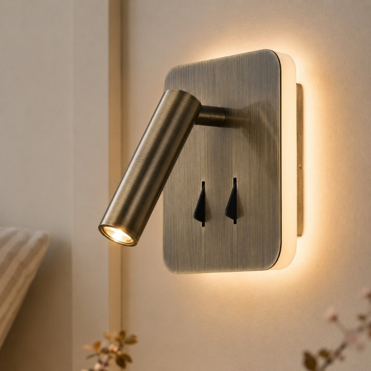 Applique Led Tête De Lit laiton patiné Cayman II laiton, MILLUMINE