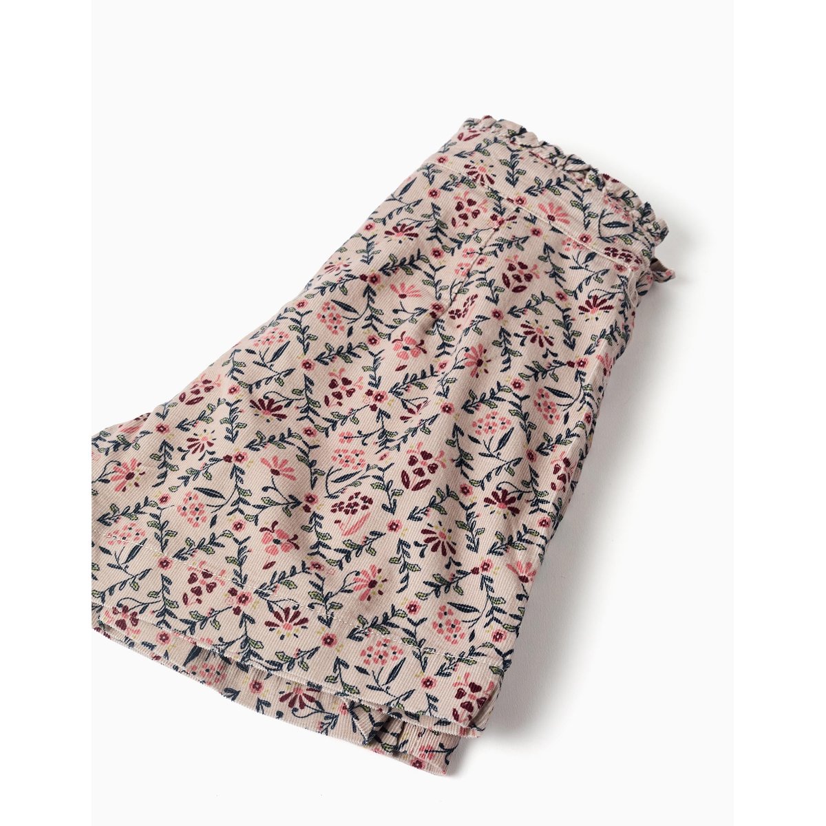 Jupe-short en velours côtelé avec motif floral beige clair, ZIPPY