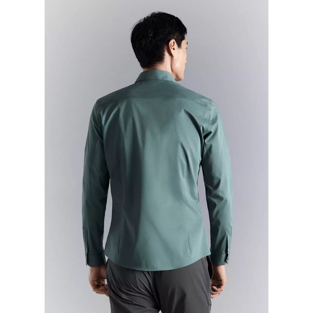 Chemise coton comfort stretch non-iron vert moyen, MANGO MAN