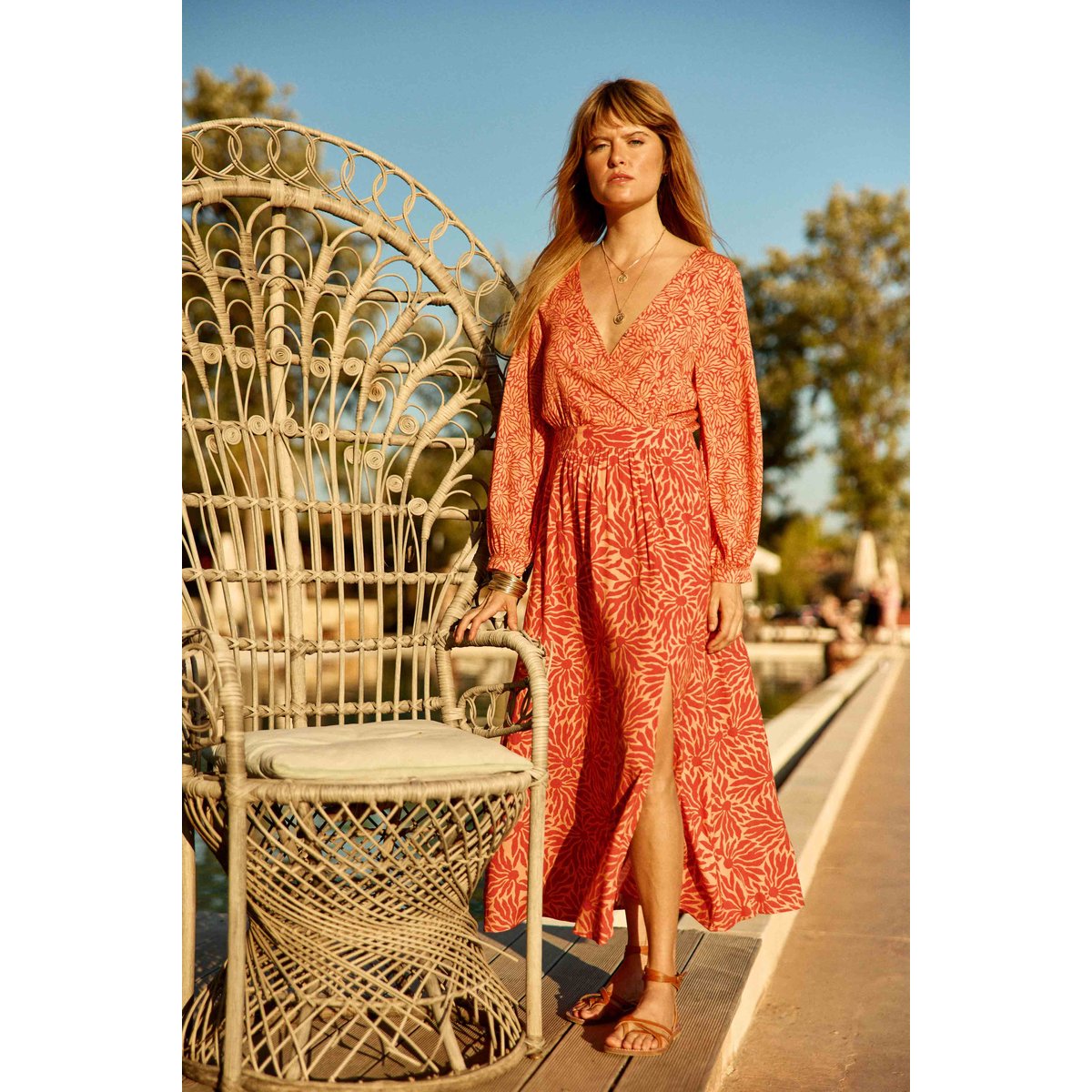 Robe longue droite imprimé imprimé RHEANE 64-soleil, LA PETITE ETOILE