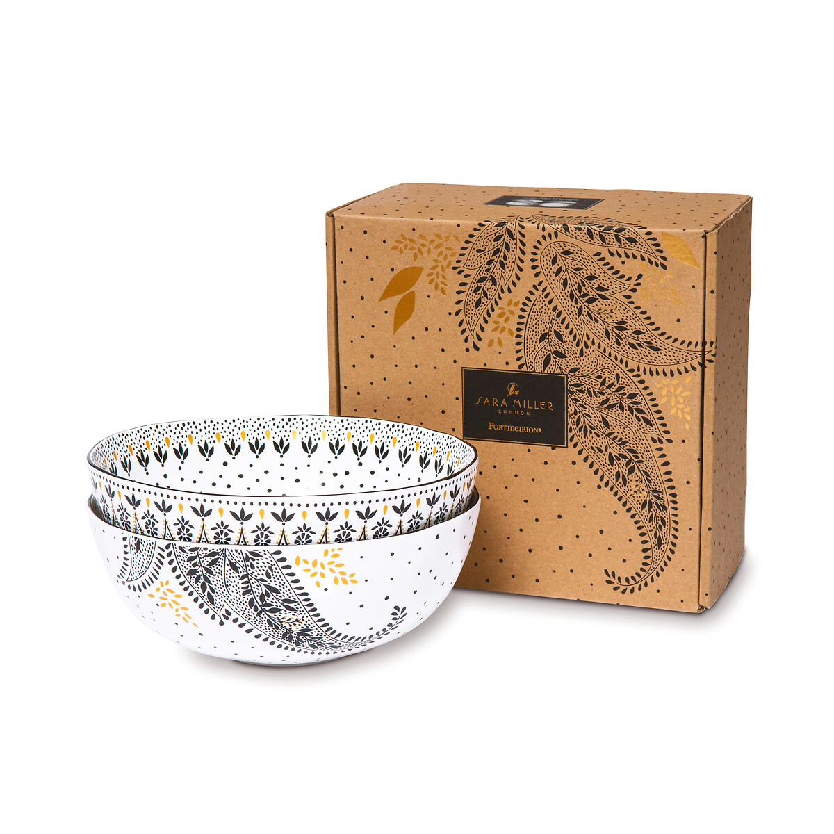 Set of 2 Artisanne Noir Large Bowls white, SARA MILLER