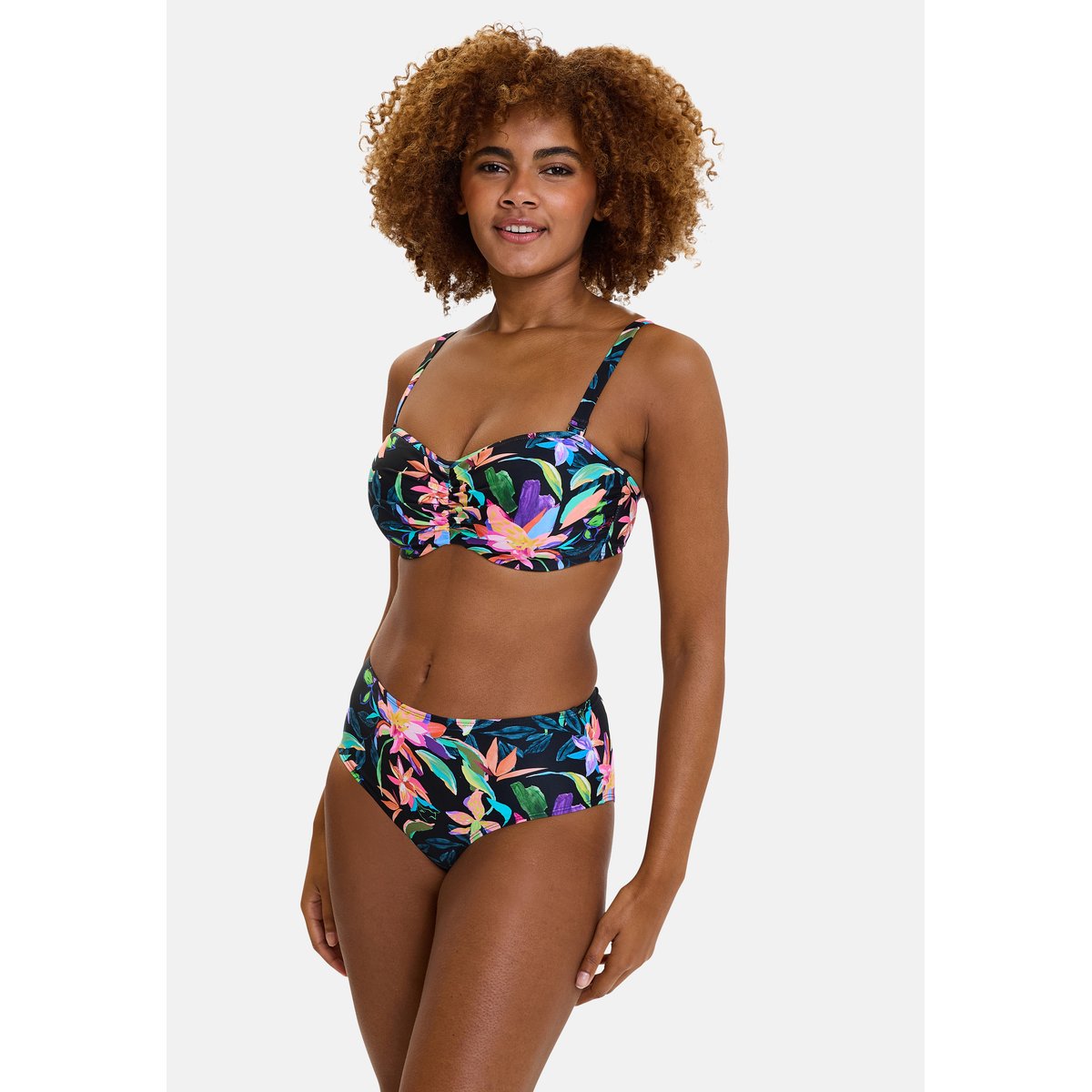 Haut de maillot de bain bandeau BARBADE paradis tropical noir, SANS COMPLEXE