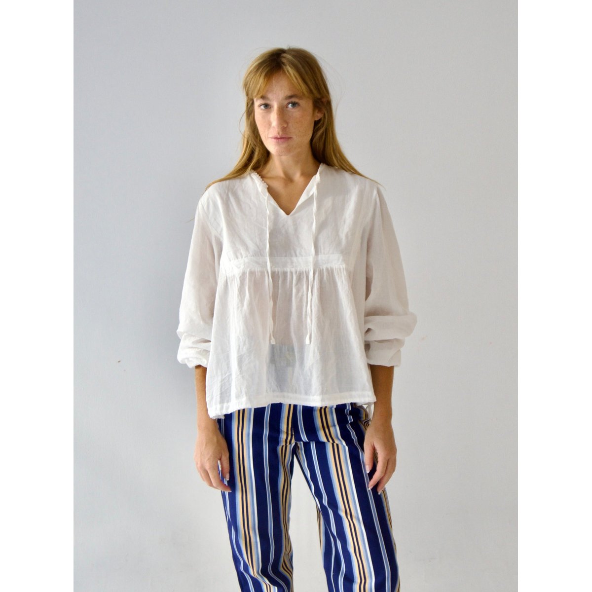 Blouse bohème col V VIOLETA blanc, MINDTRAVELER