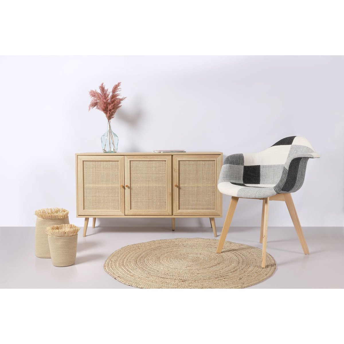 Buffet 3 portes effet cannage BALI beige, TOILINUX