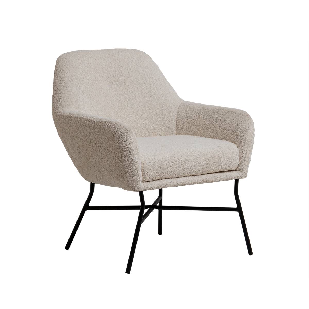 Fauteuil en tissu bouclette AMANDINE blanc, MADE IN MEUBLES
