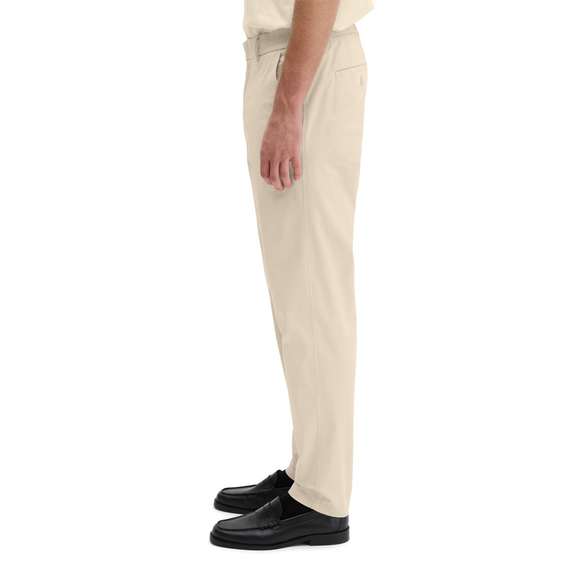 Chino modèle Morot Jogger tapered en popeline stretch technique beige, MARC O'POLO