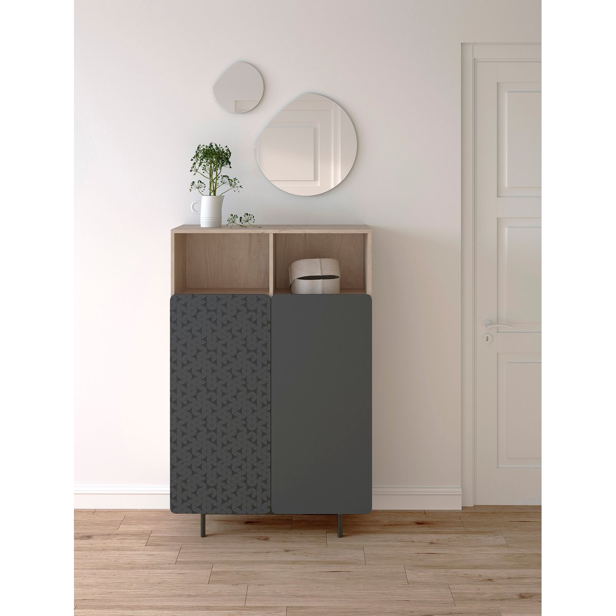 Lot de 2 miroirs à suspendre, LUNE taupe, HERDASA
