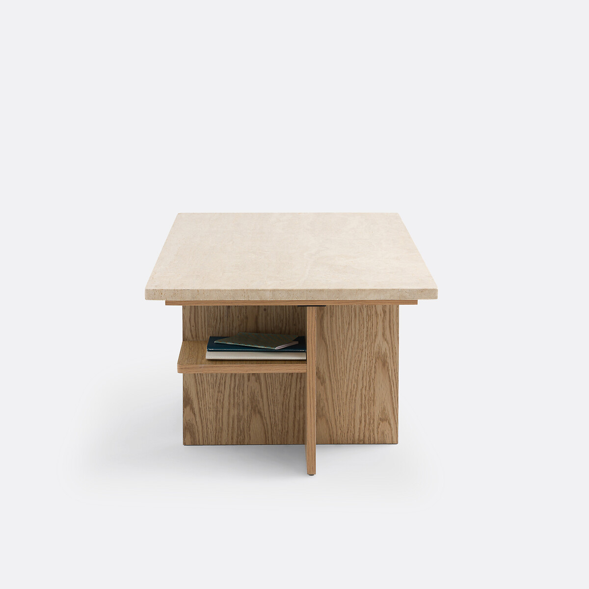 Table basse, en travertin, longueur 100 cm, CALISTE chêne/travertin, LA REDOUTE INTERIEURS