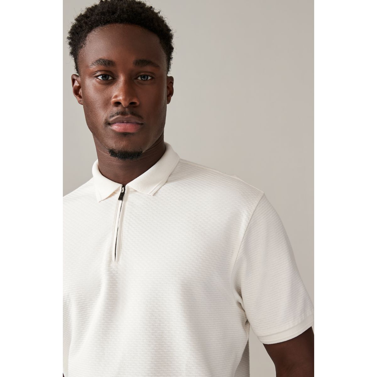 Polo texturé manches courtes à zip, lot de 3 noir/blanc/marine, NEXT
