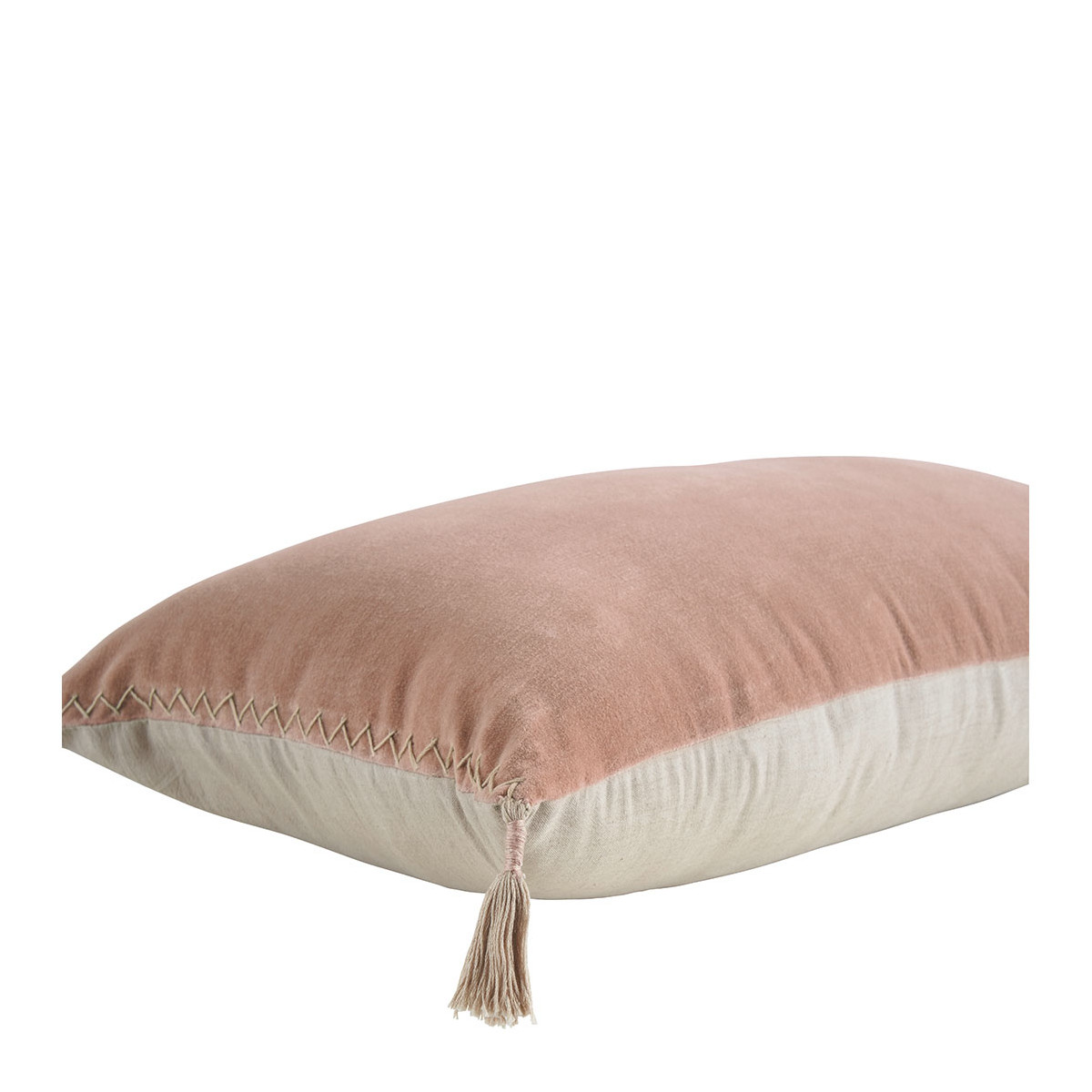 Housse de coussin en velours de coton rose, BLANC D’IVOIRE