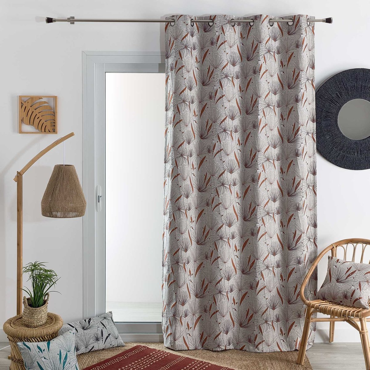 Rideau d'ameublement à jacquard papyrus - QABANE terracotta, HOME MAISON