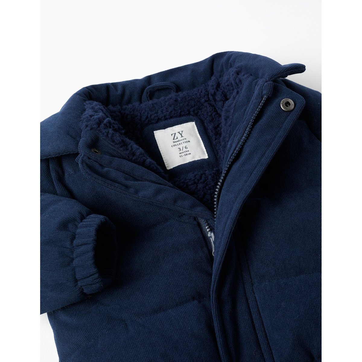 Doudoune en velours côtelé avec capuche amovible bleu foncé, ZIPPY