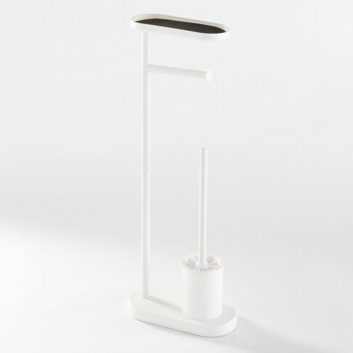 Ensemble dérouleur brosse WC et repose téléphone métal BATHROOM blanc, UTILITY