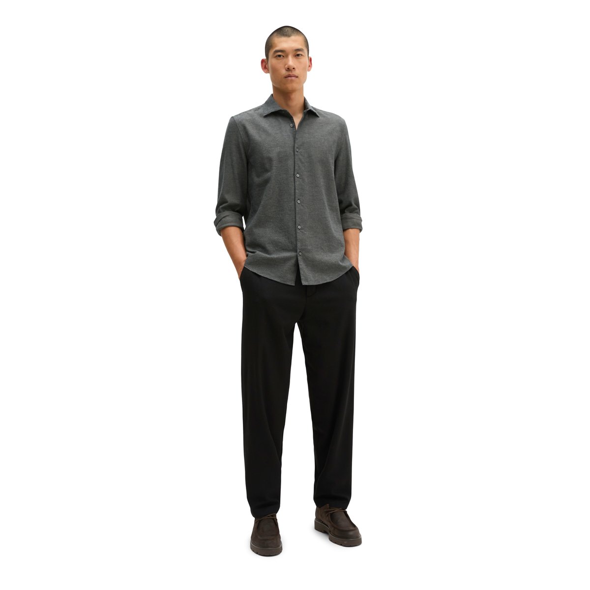 Chemise en flanelle, coupe ajustée en coton bio léger bleu, MARC O'POLO