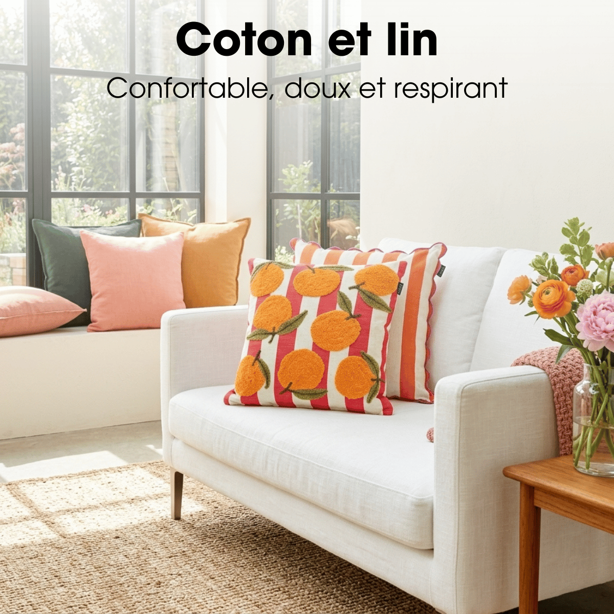 Coussin décoratif orange, MICA DECORATIONS