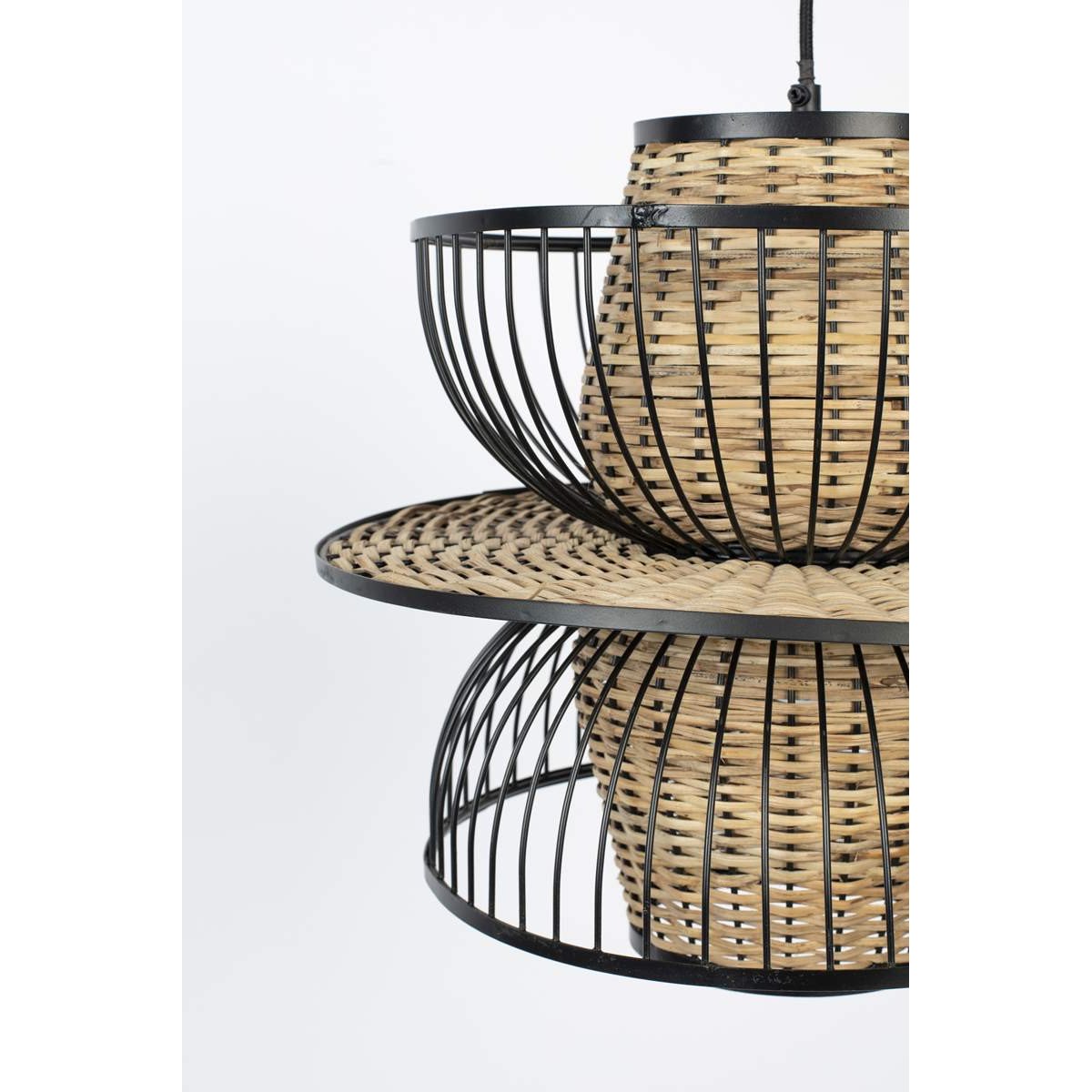 Suspension en rotin bohème, CARMEN bois, BOITE A DESIGN