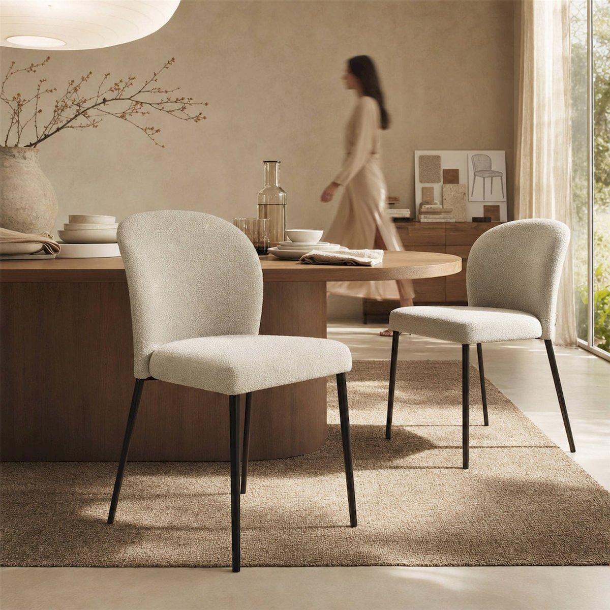 Chaise de salle à manger empilable, Lot de 2 biscotti, RECOLLECTION