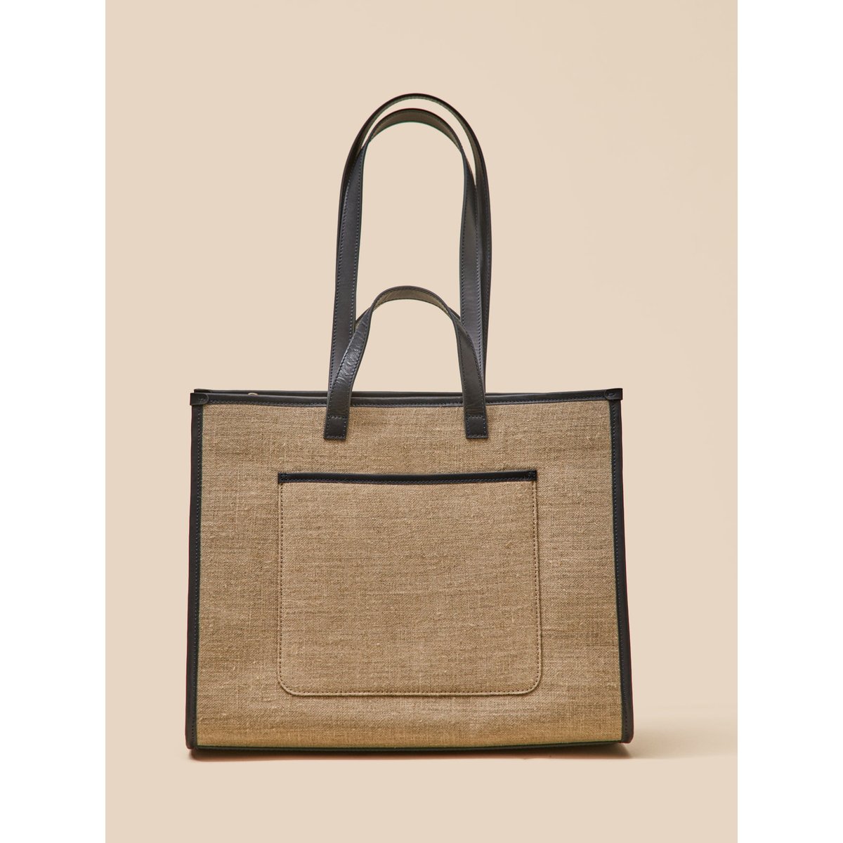 Sac cabas bi-matière - Collection Maroquinerie Cyrillus taupe, CYRILLUS