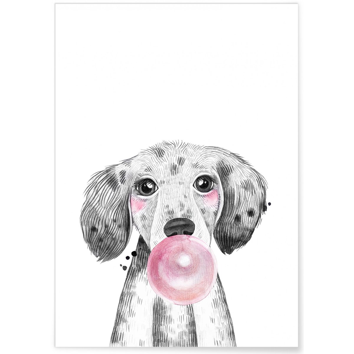 Affiche Bulle de Chiot Rose blanc, L'AFFICHERIE