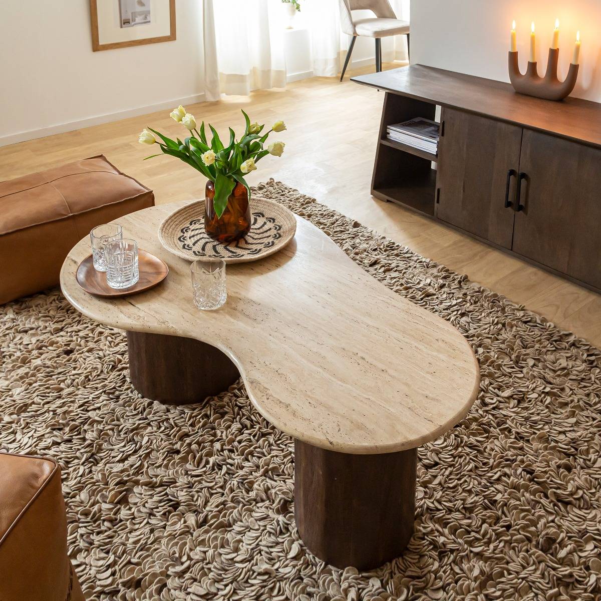 Table basse en bois de manguier CAROLA bois foncé, MADE IN MEUBLES 