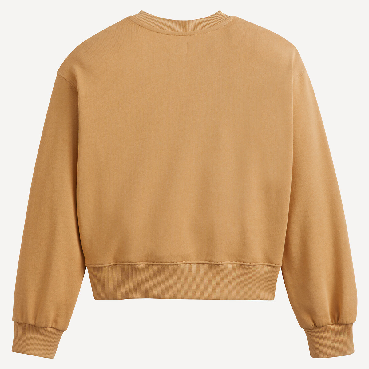 Slogan Print Sweatshirt with Crew Neck light brown, LA REDOUTE COLLECTIONS