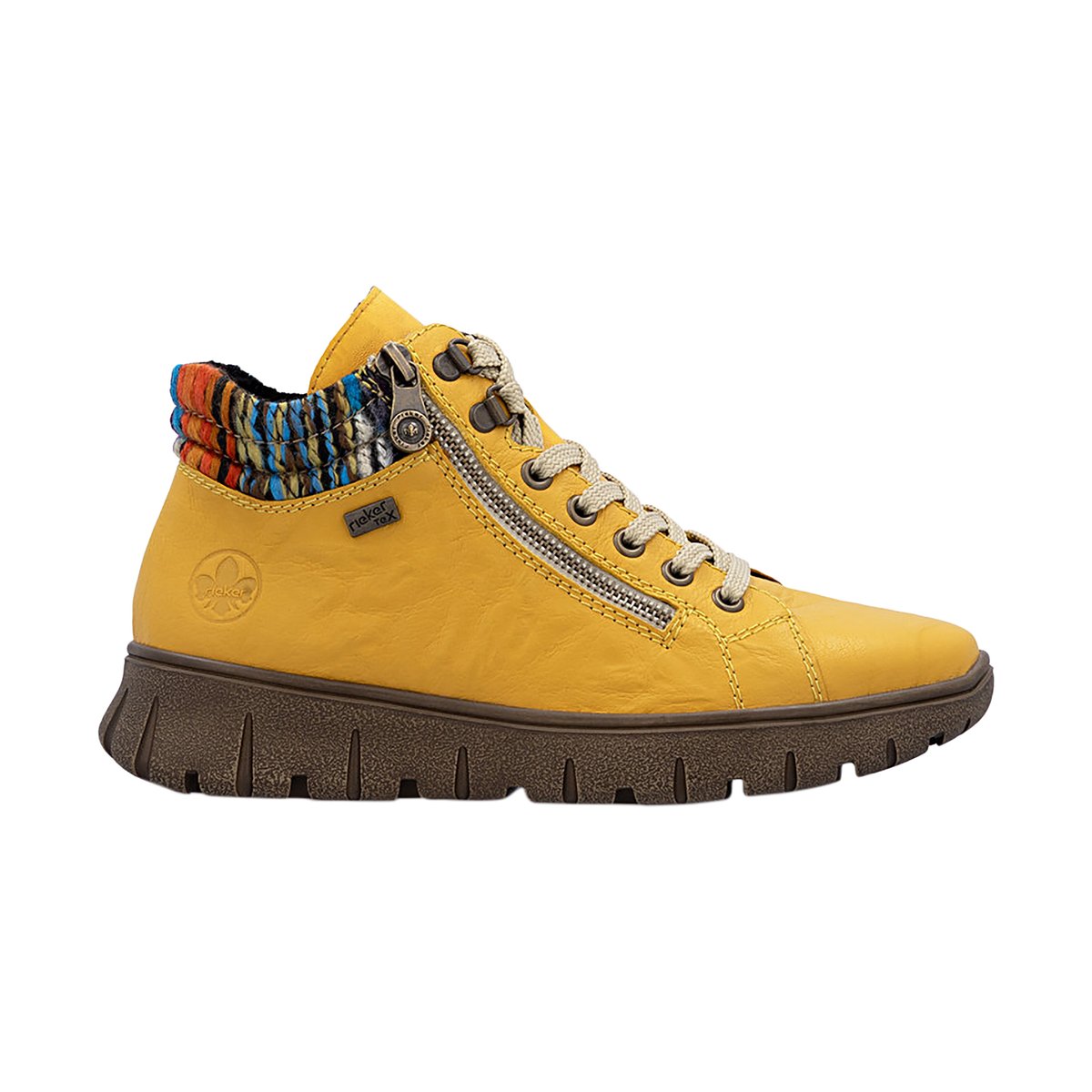 Basket Montante Cuir Odeon jaune, RIEKER