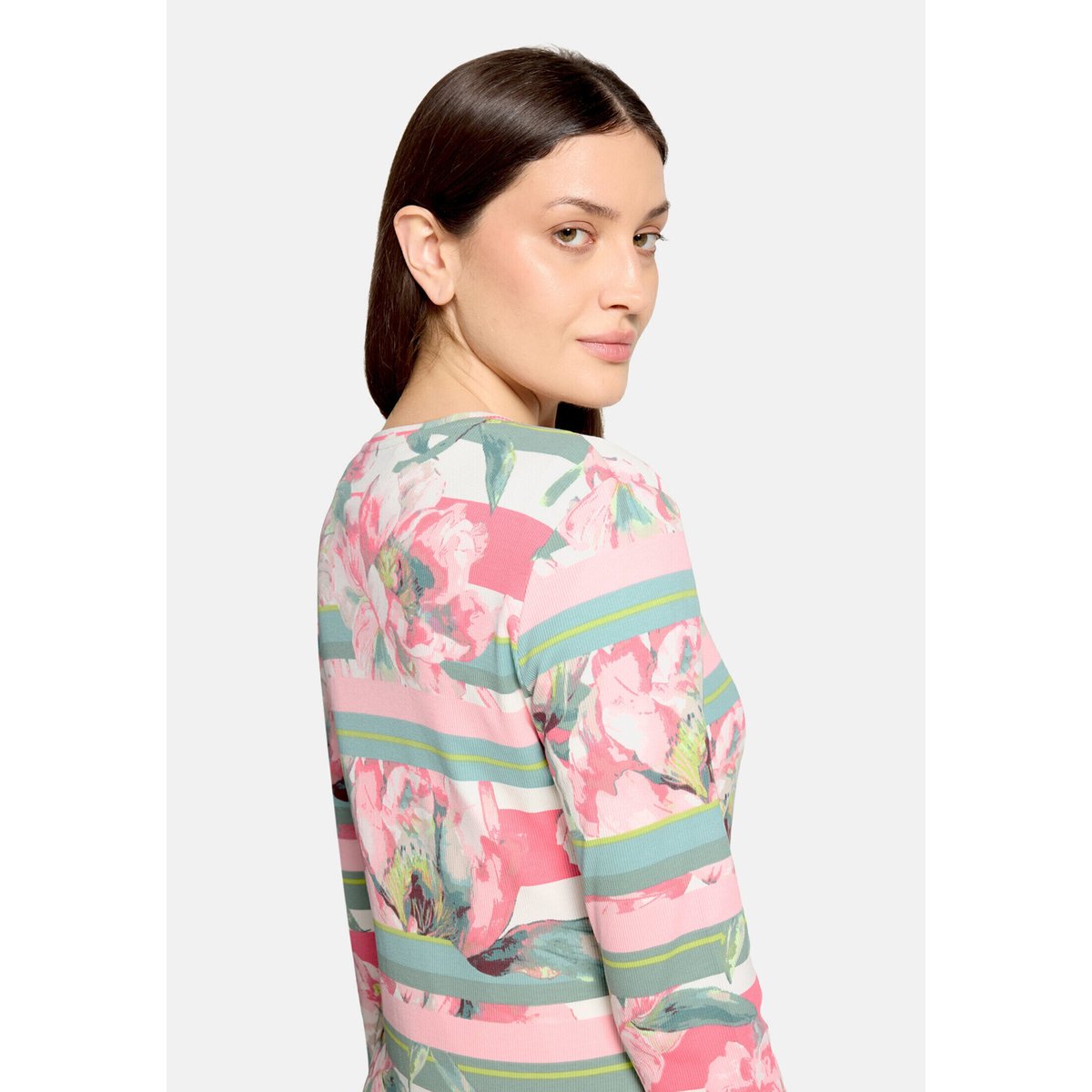 Cardigan façon t-shirt de texture côtelée rosé/cream, BETTY BARCLAY